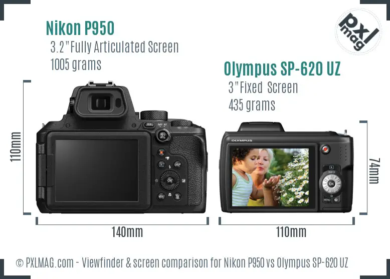Nikon P950 vs Olympus SP-620 UZ Screen and Viewfinder comparison