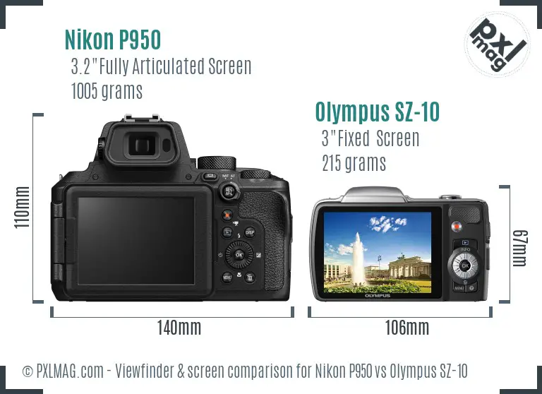 Nikon P950 vs Olympus SZ-10 Screen and Viewfinder comparison