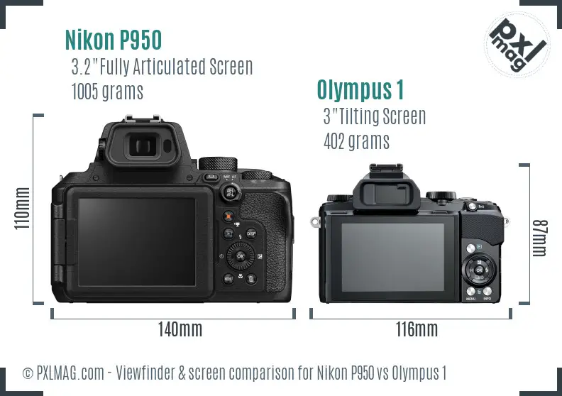 Nikon P950 vs Olympus 1 Screen and Viewfinder comparison