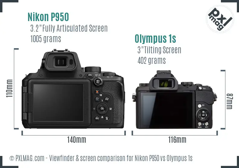Nikon P950 vs Olympus 1s Screen and Viewfinder comparison