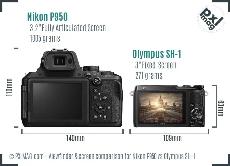 Nikon P950 vs Olympus SH-1 Screen and Viewfinder comparison