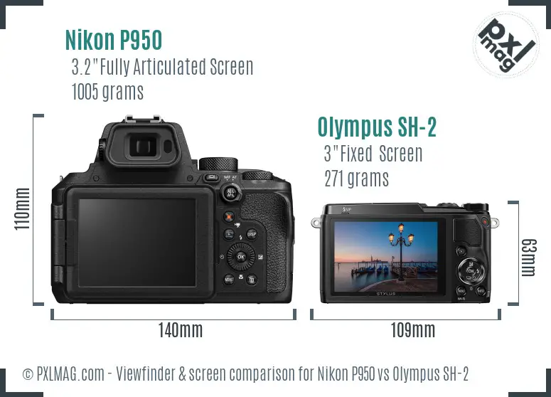 Nikon P950 vs Olympus SH-2 Screen and Viewfinder comparison