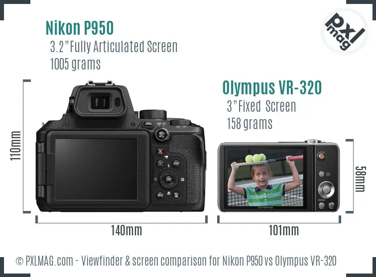 Nikon P950 vs Olympus VR-320 Screen and Viewfinder comparison