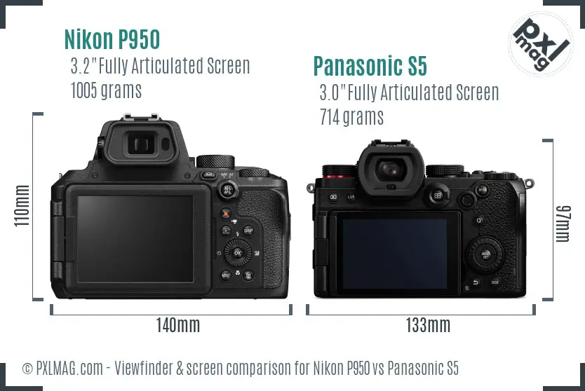 Nikon P950 vs Panasonic S5 Screen and Viewfinder comparison