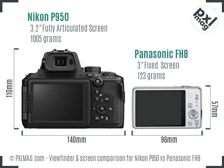Nikon P950 vs Panasonic FH8 Screen and Viewfinder comparison