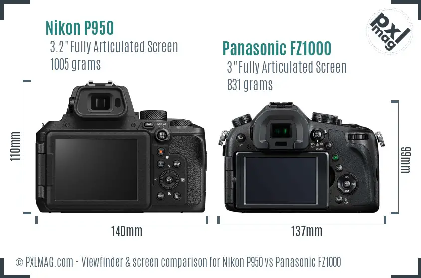 Nikon P950 vs Panasonic FZ1000 Screen and Viewfinder comparison Nikon P950 vs Panasonic FZ1000 Screen and Viewfinder comparison