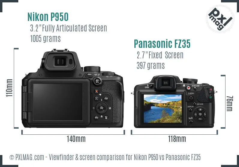 Nikon P950 vs Panasonic FZ35 Screen and Viewfinder comparison