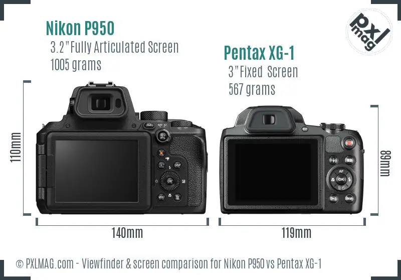 Nikon P950 vs Pentax XG-1 Screen and Viewfinder comparison