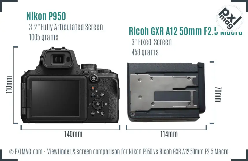 Nikon P950 vs Ricoh GXR A12 50mm F2.5 Macro Screen and Viewfinder comparison