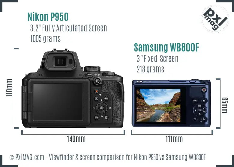 Nikon P950 vs Samsung WB800F Screen and Viewfinder comparison