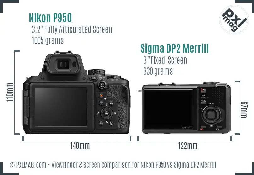 Nikon P950 vs Sigma DP2 Merrill Screen and Viewfinder comparison