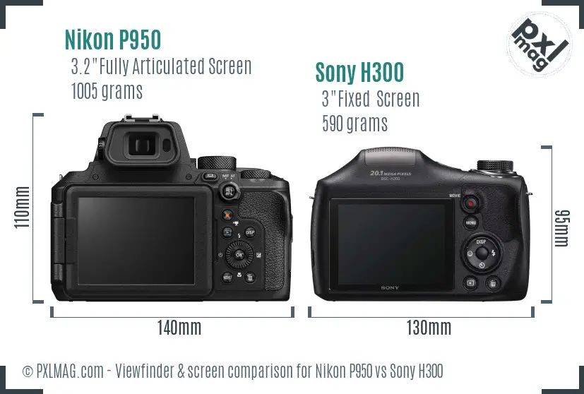 Nikon P950 vs Sony H300 Screen and Viewfinder comparison