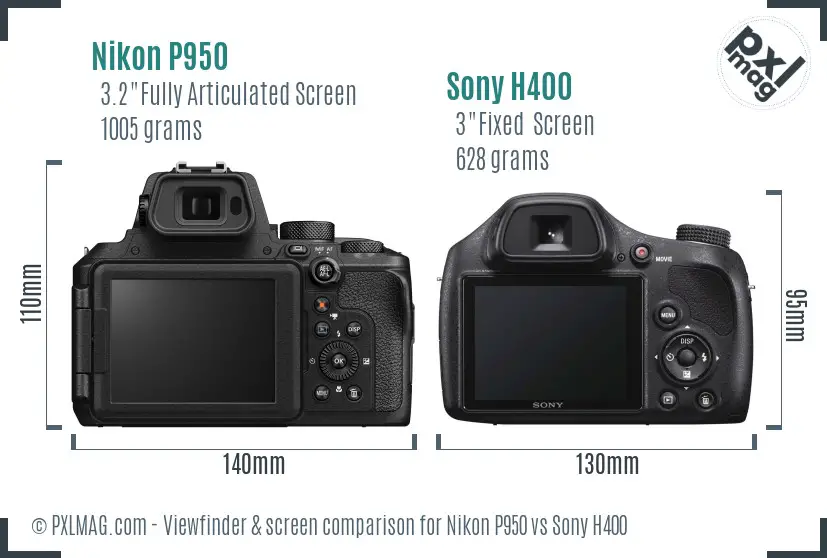 Nikon P950 vs Sony H400 Screen and Viewfinder comparison