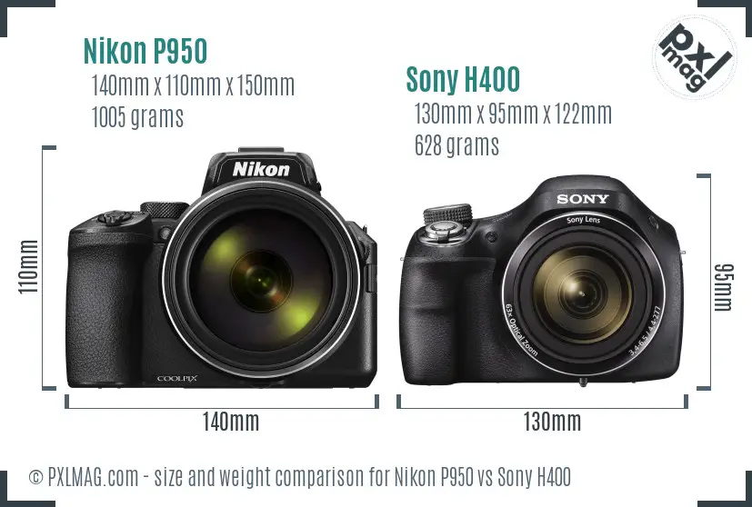 Nikon P950 vs Sony H400 size comparison
