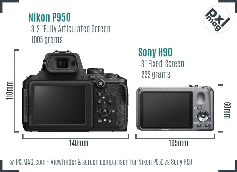 Nikon P950 vs Sony H90 Screen and Viewfinder comparison