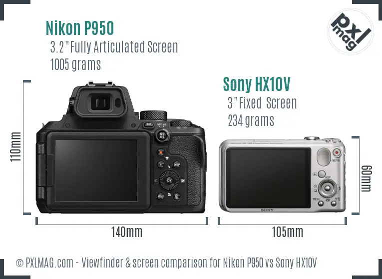 Nikon P950 vs Sony HX10V Screen and Viewfinder comparison