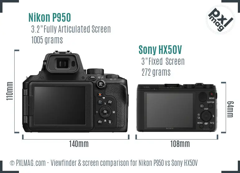 Nikon P950 vs Sony HX50V Screen and Viewfinder comparison
