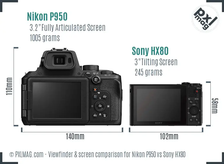 Nikon P950 vs Sony HX80 Screen and Viewfinder comparison