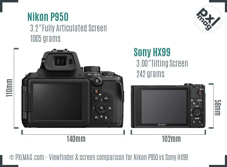 Nikon P950 vs Sony HX99 Screen and Viewfinder comparison