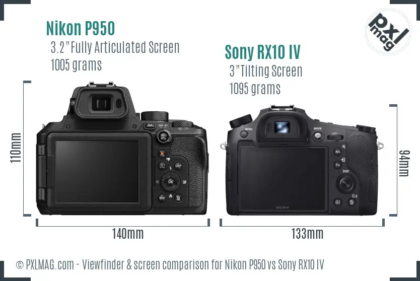 Nikon P950 vs Sony RX10 IV Screen and Viewfinder comparison