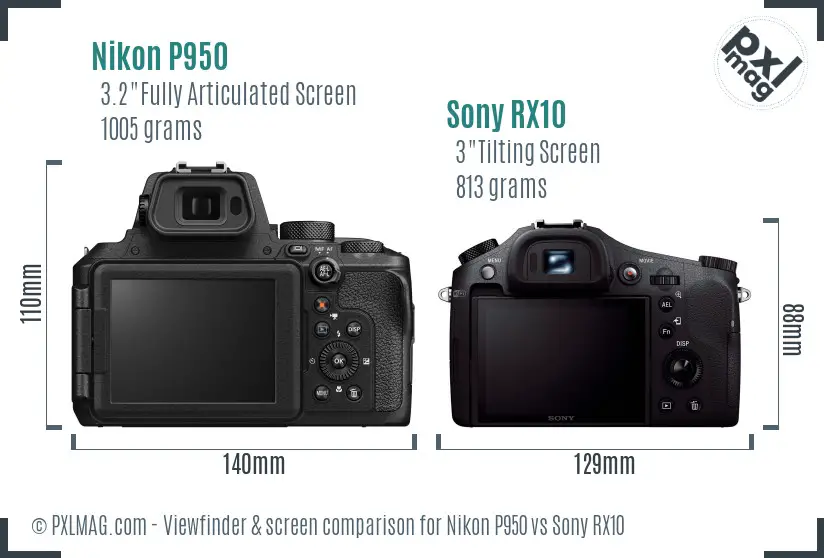 Nikon P950 vs Sony RX10 Screen and Viewfinder comparison
