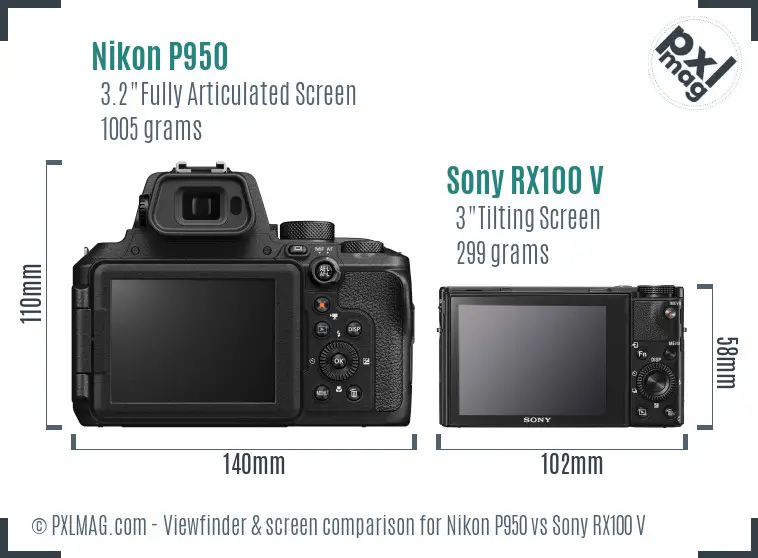 Nikon P950 vs Sony RX100 V Screen and Viewfinder comparison
