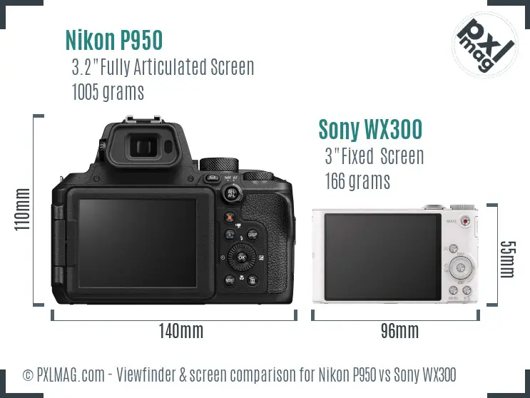 Nikon P950 vs Sony WX300 Screen and Viewfinder comparison