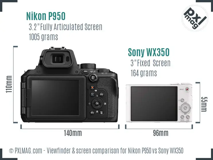 Nikon P950 vs Sony WX350 Screen and Viewfinder comparison