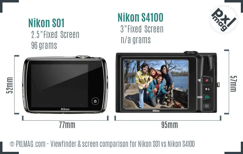 Nikon S01 vs Nikon S4100 Screen and Viewfinder comparison Nikon S01 vs Nikon S4100 Screen and Viewfinder comparison