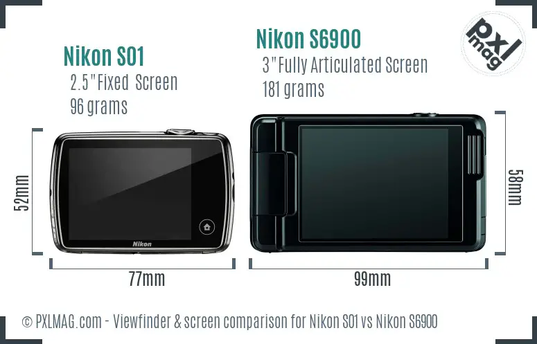 Nikon S01 vs Nikon S6900 Screen and Viewfinder comparison