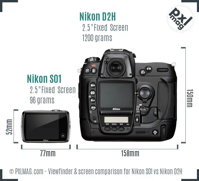 Nikon S01 vs Nikon D2H Screen and Viewfinder comparison