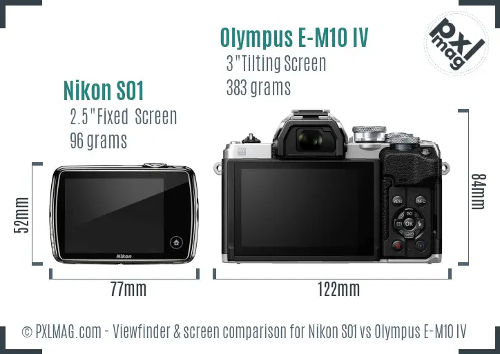 Nikon S01 vs Olympus E-M10 IV Screen and Viewfinder comparison