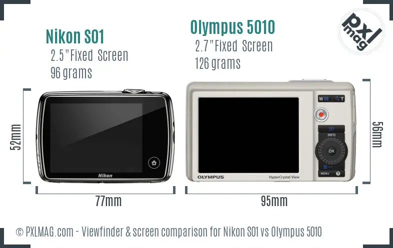 Nikon S01 vs Olympus 5010 Screen and Viewfinder comparison