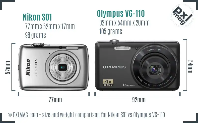 Nikon S01 vs Olympus VG-110 size comparison
