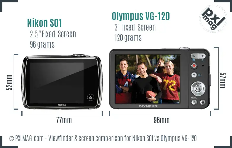 Nikon S01 vs Olympus VG-120 Screen and Viewfinder comparison