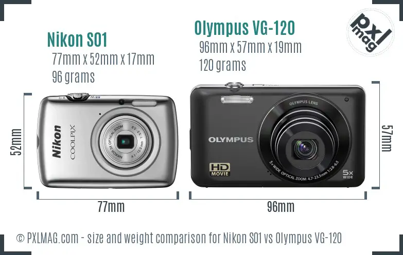 Nikon S01 vs Olympus VG-120 size comparison