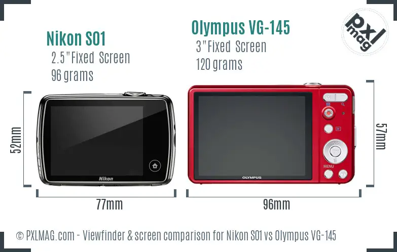 Nikon S01 vs Olympus VG-145 Screen and Viewfinder comparison