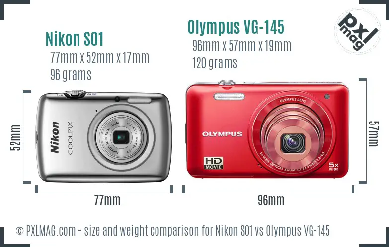 Nikon S01 vs Olympus VG-145 size comparison
