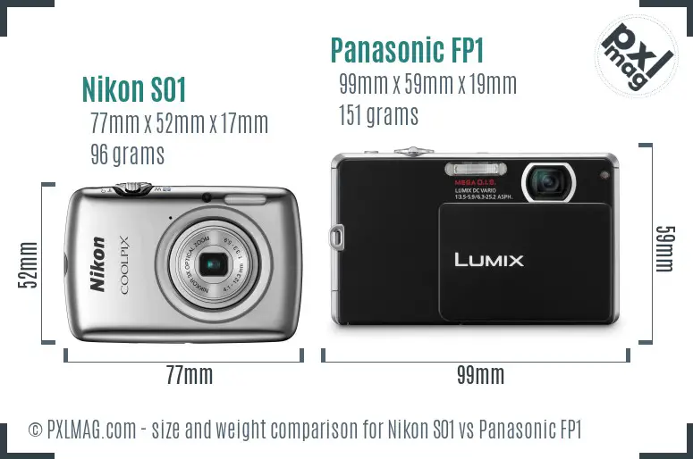 Nikon S01 vs Panasonic FP1 size comparison