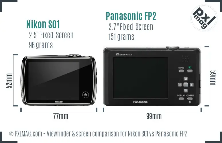 Nikon S01 vs Panasonic FP2 Screen and Viewfinder comparison