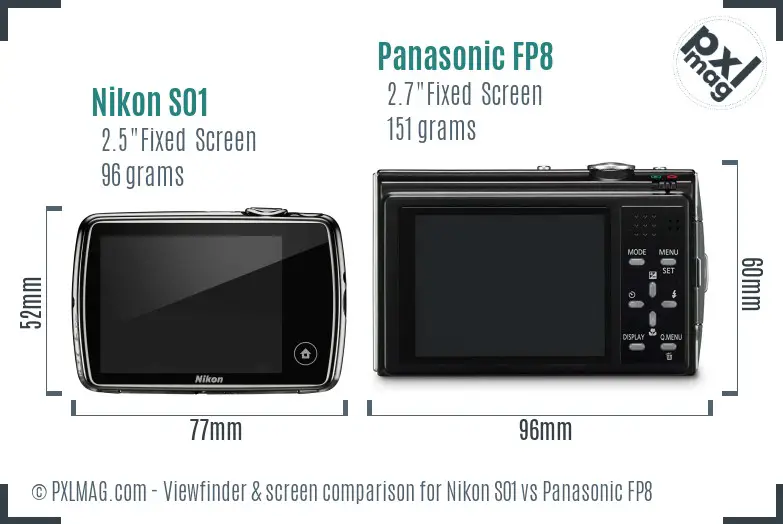 Nikon S01 vs Panasonic FP8 Screen and Viewfinder comparison
