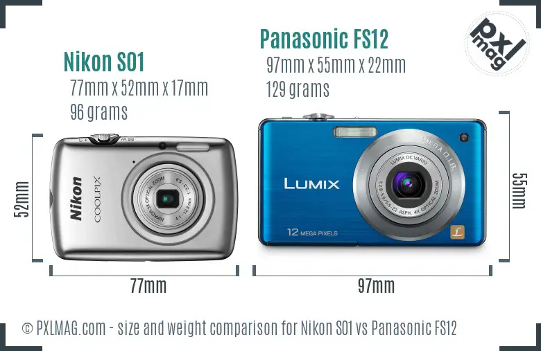 Nikon S01 vs Panasonic FS12 size comparison