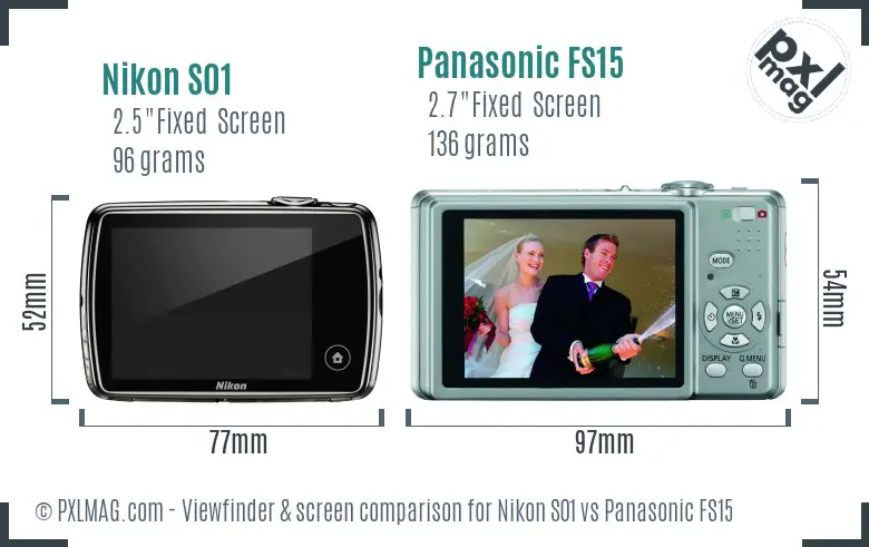 Nikon S01 vs Panasonic FS15 Screen and Viewfinder comparison Nikon S01 vs Panasonic FS15 Screen and Viewfinder comparison