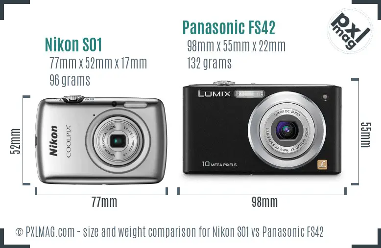 Nikon S01 vs Panasonic FS42 size comparison
