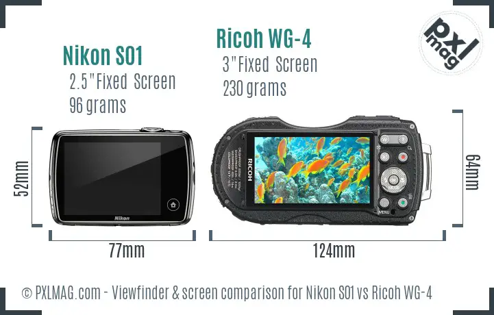 Nikon S01 vs Ricoh WG-4 Screen and Viewfinder comparison