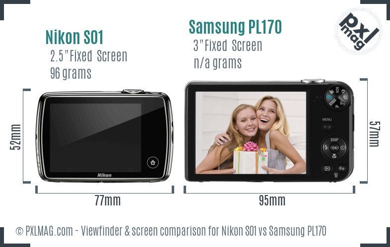 Nikon S01 vs Samsung PL170 Screen and Viewfinder comparison