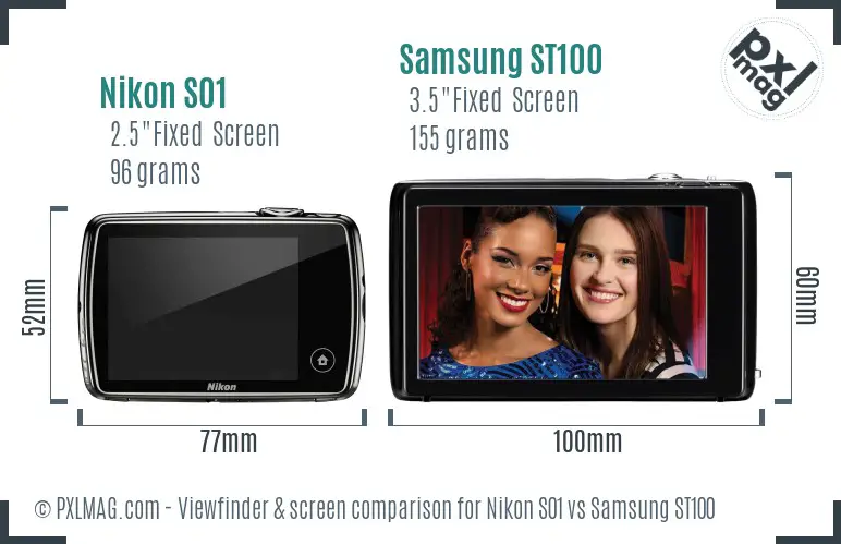 Nikon S01 vs Samsung ST100 Screen and Viewfinder comparison