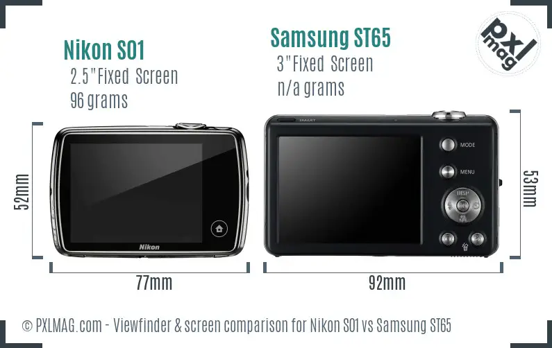 Nikon S01 vs Samsung ST65 Screen and Viewfinder comparison
