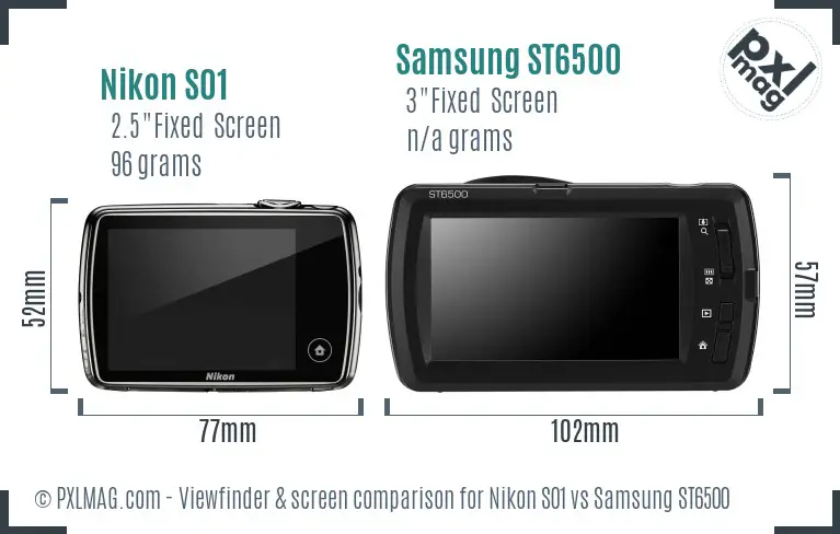 Nikon S01 vs Samsung ST6500 Screen and Viewfinder comparison