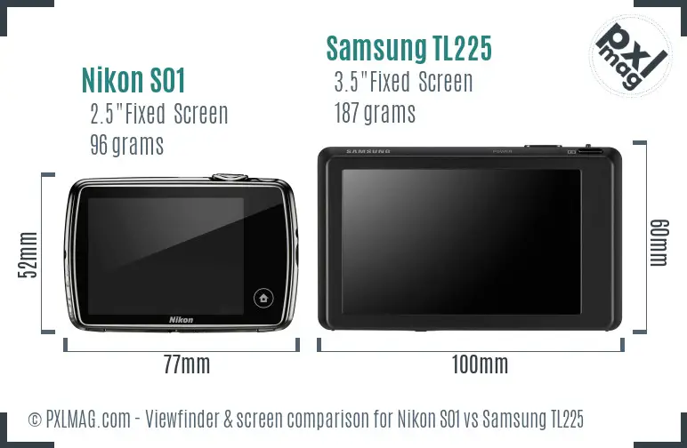 Nikon S01 vs Samsung TL225 Screen and Viewfinder comparison